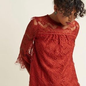 Blu Pepper Lace Rust Blouse / Tunic